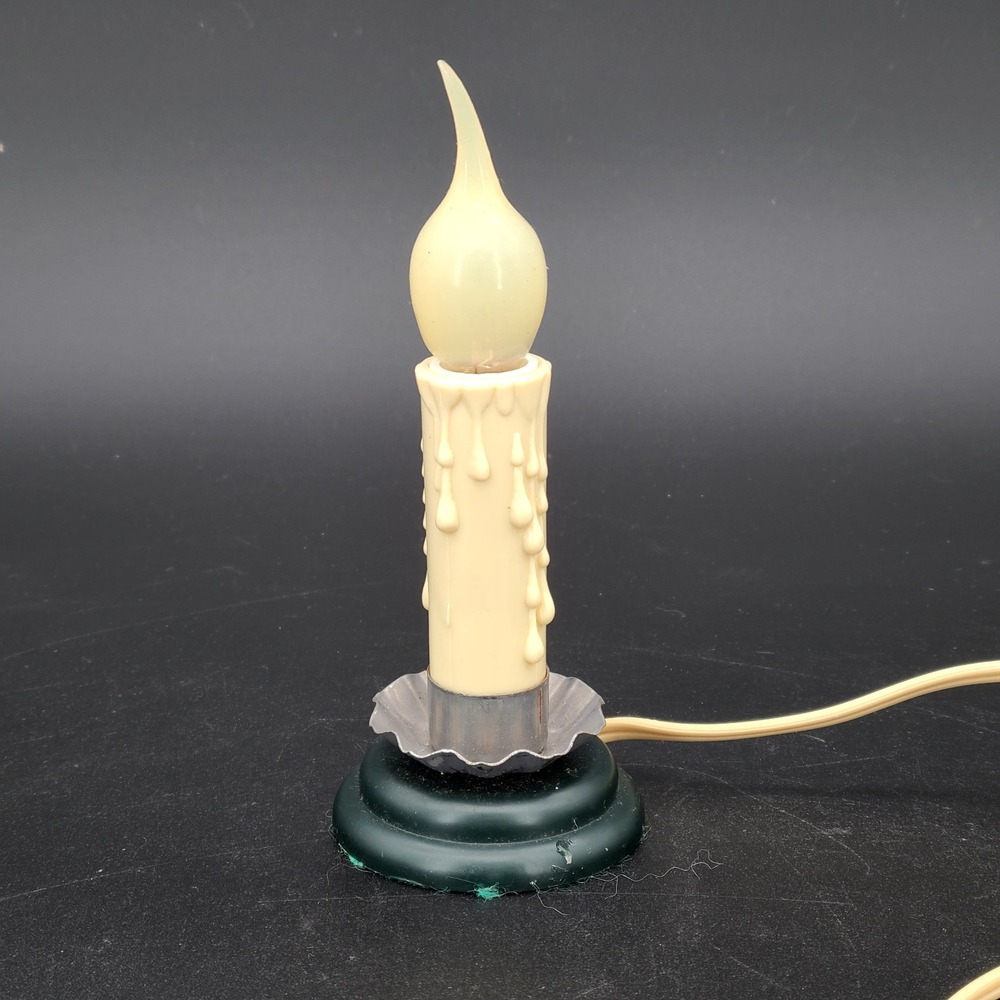Vintage Primitive Colonial Tin Electric Window Candle Flame Bulb Wax Drip Switch
